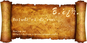 Bolvári Áron névjegykártya