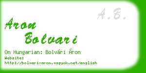 aron bolvari business card
