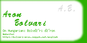 aron bolvari business card